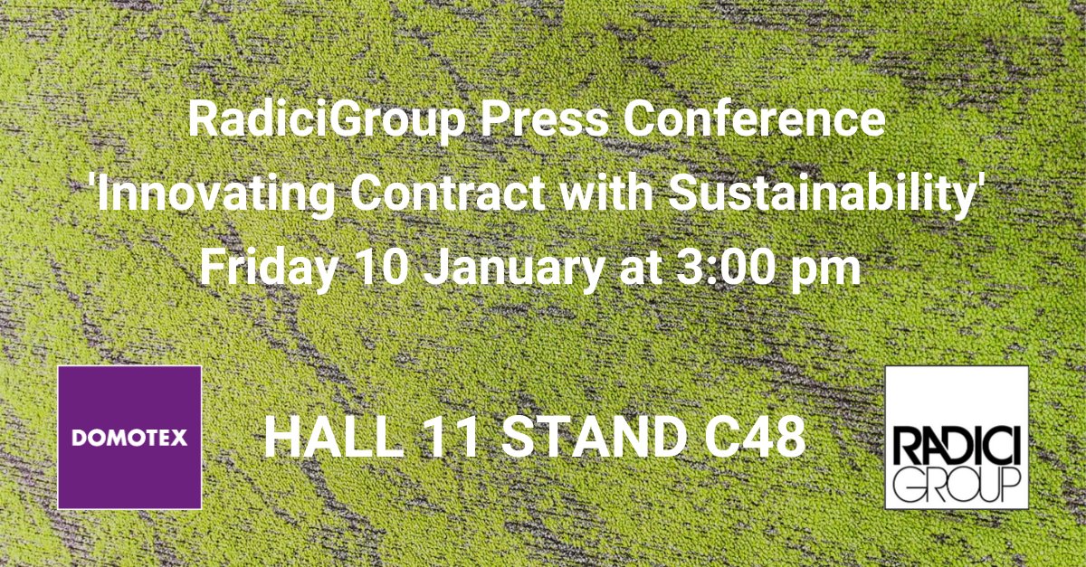 RadiciGroup's tweet photo. Tomorrow come and visit #RadiciGroup stand at #DOMOTEX 2020 for our Press Conference: “Innovating Contract with #Sustainability”.
HALL 11 STAND C48
#DOMOTEX2020 #MaterialsForDesign
https://t.co/eFA34RkGr6 https://t.co/nQaHmKHZlb