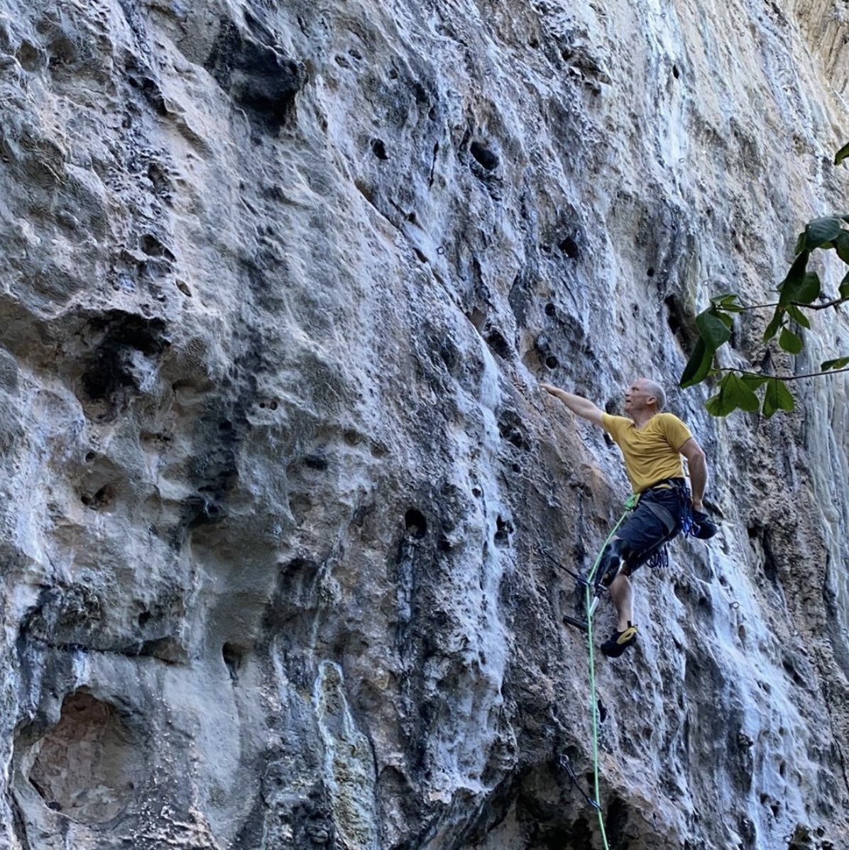 steppingstrong1's tweet image. 5 years ago, Jim Ewing - the first patient to benefit from the #SteppingStrong-funded amputation #EwingProcedure for which he is named - fell 50 feet in a #rockclimbing accident. Here he is cruising the route with his new prosthetic leg. @medialab @hughherr #adaptiveclimbing
