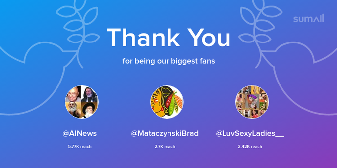 Our biggest fans this week: AINews, MataczynskiBrad, LuvSexyLadies__. Thank you! via https://t.co/4Zd6Me12zB