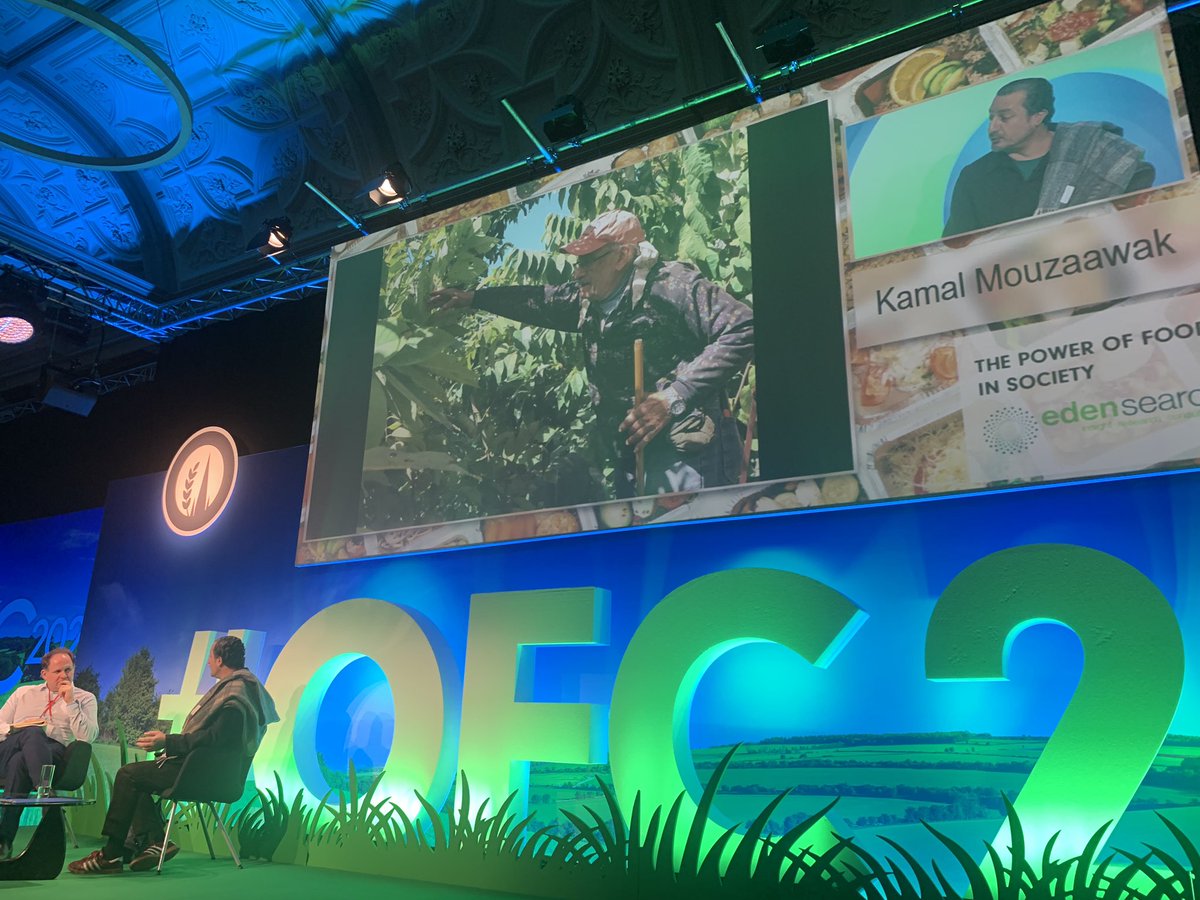 Final and inspirational session on “the power of food in society” with Lebanese food entrepreneur <a href="/kamalmouzawak/">kamal mouzawak</a> talking to <a href="/HenryDimbleby/">Henry Dimbleby</a> about the role of food in reuniting communities in Lebanon - a country ravaged by civil war for many years. <a href="/oxfordfarming/">Oxford Farming Conference</a> #OFC20