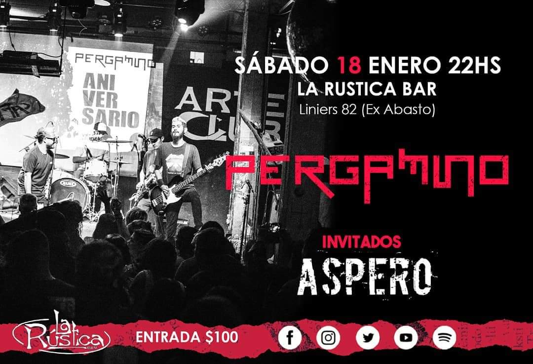 PRIMER SHOW DEL AÑO
.
.
El sábado 18 de Enero nos presentamos en @larusticabasto desde las 22hs junto a nuestros amigos de @aspero77. La entrada costará $100 más un alimento no parecedero, que sera donado a "Unidos, Aguantando Siempre"