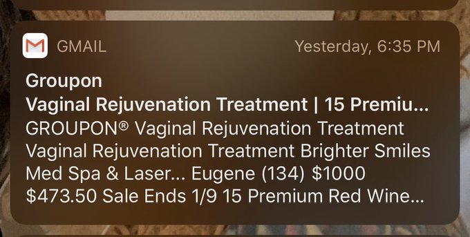 Groupon throwing shade 😦😒😒  Also what the fuck I&rsquo;ve never searched that in my life https://t.co/3HvV