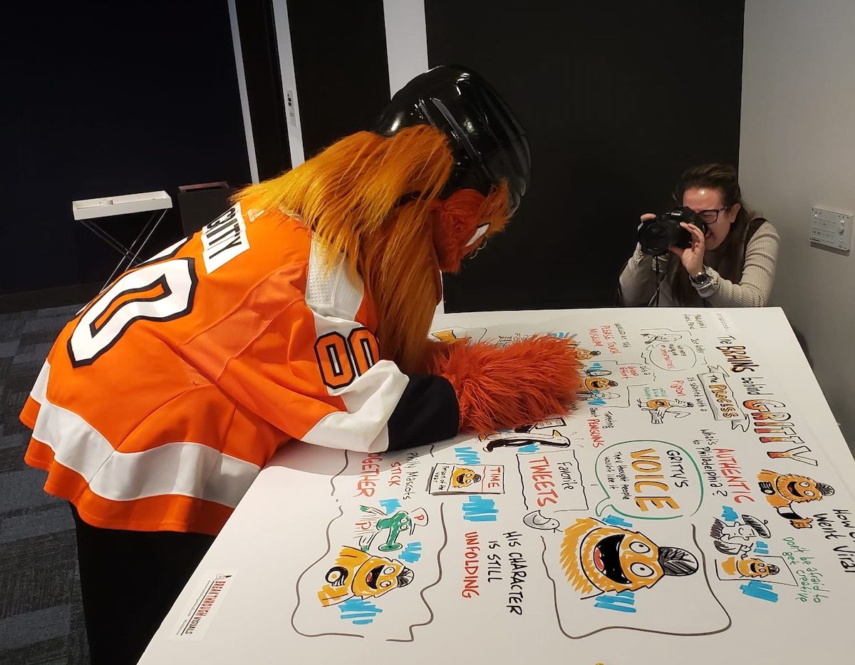 PhillyTechWeek's tweet photo. #ThrowbackThursday: During #Intro19 at last year's Philly Tech Week, we learned the components to build an authentic brand, heard about unique company perks, and uncovered @GrittyNHL's origin story: https://t.co/qMsGFqTV9w https://t.co/FR06KLHhfs