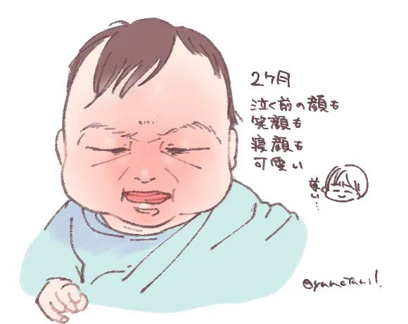 気がついたら2日前に2ヶ月なってました。眉毛が濃くなって表情豊かになって嬉しいです。
#育児絵日記 
