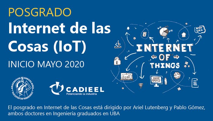 Mediante un convenio entre #CADIEEL y la <a href="/ingenieriauba/">FIUBA</a> se lanza en Argentina el primer Posgrado de especialización en Internet de las Cosas el cual dará inicio en mayo del corriente año.
Más información ➡️ n9.cl/olb3h 
#IoT #industria40
Agradecemos la nota a <a href="/iproup/">iProUP</a>