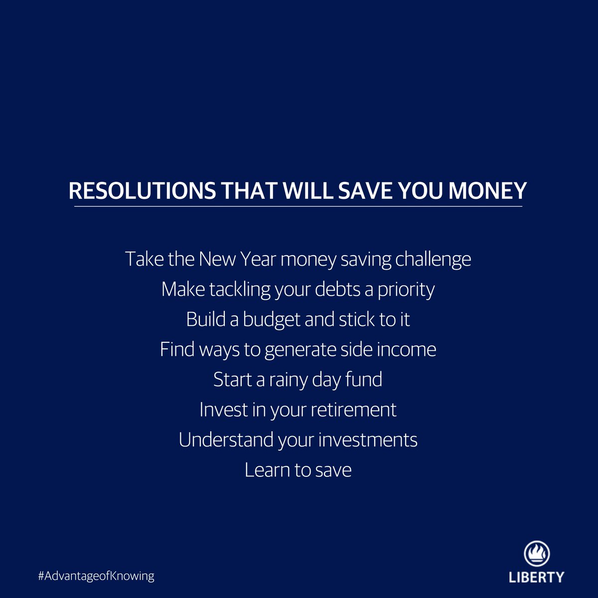 LibertyLifeBw's tweet photo. Is your New Year's resolution to save money?
Here are our #LibertyTips to do it; add yours in the comments below. #LibertyLifeBotswana #AdvantageofKnowing https://t.co/bukkQCXCh9