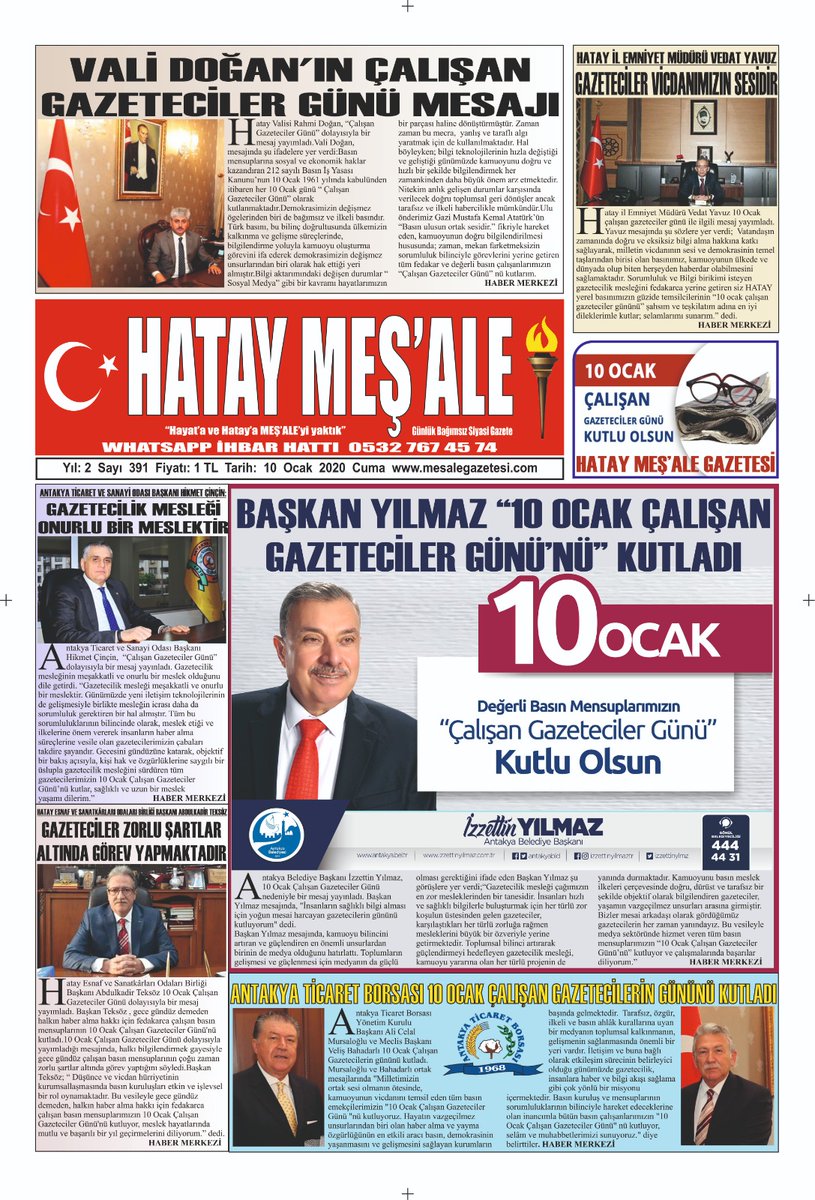 CAYLIKAZIM's tweet photo. 10/01/2020 HATAY MEŞ'ALE GAZETESİ https://t.co/wXOiMh3YSL