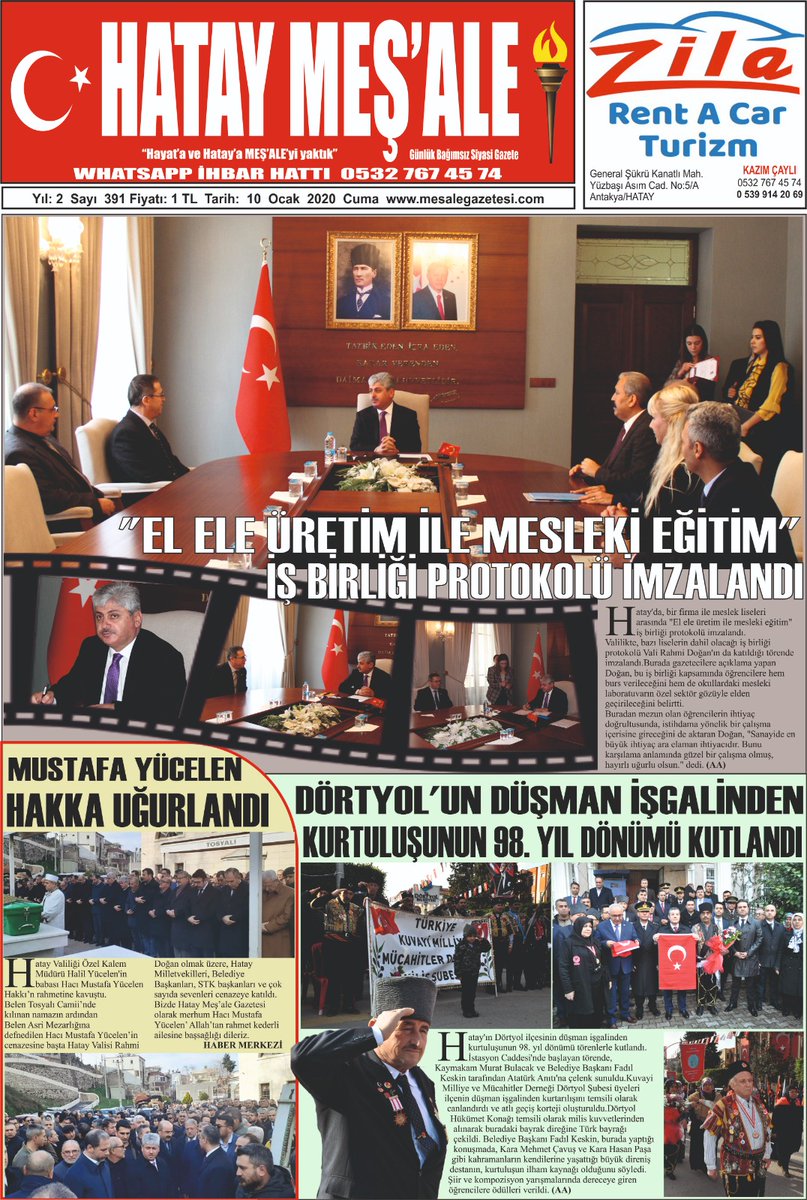 CAYLIKAZIM's tweet photo. 10/01/2020 HATAY MEŞ'ALE GAZETESİ https://t.co/wXOiMh3YSL