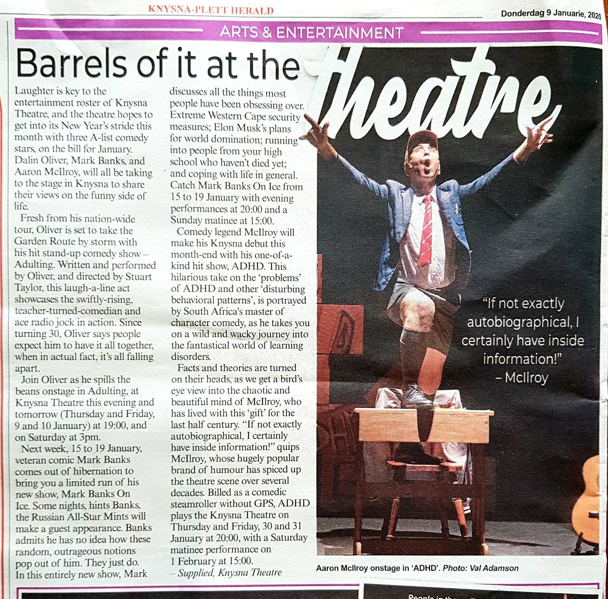 KnysnaTheatre's tweet image. Thanks for the coverage  Knysna-Plett Herald!