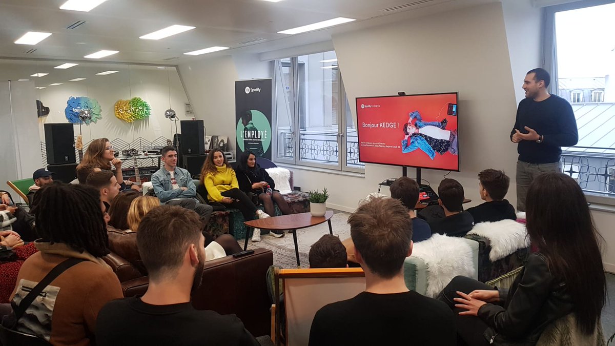 A la découverte de la stratégie de <a href="/spotifyfrance/">Spotify France</a> pour les étudiants du MSc Digital Marketing and Sales #MScDMS de 
<a href="/KedgeBS/">KEDGE Business School</a> en #studytrip à Paris. cc  <a href="/cedric_ghetty/">Cédric Ghetty</a>
