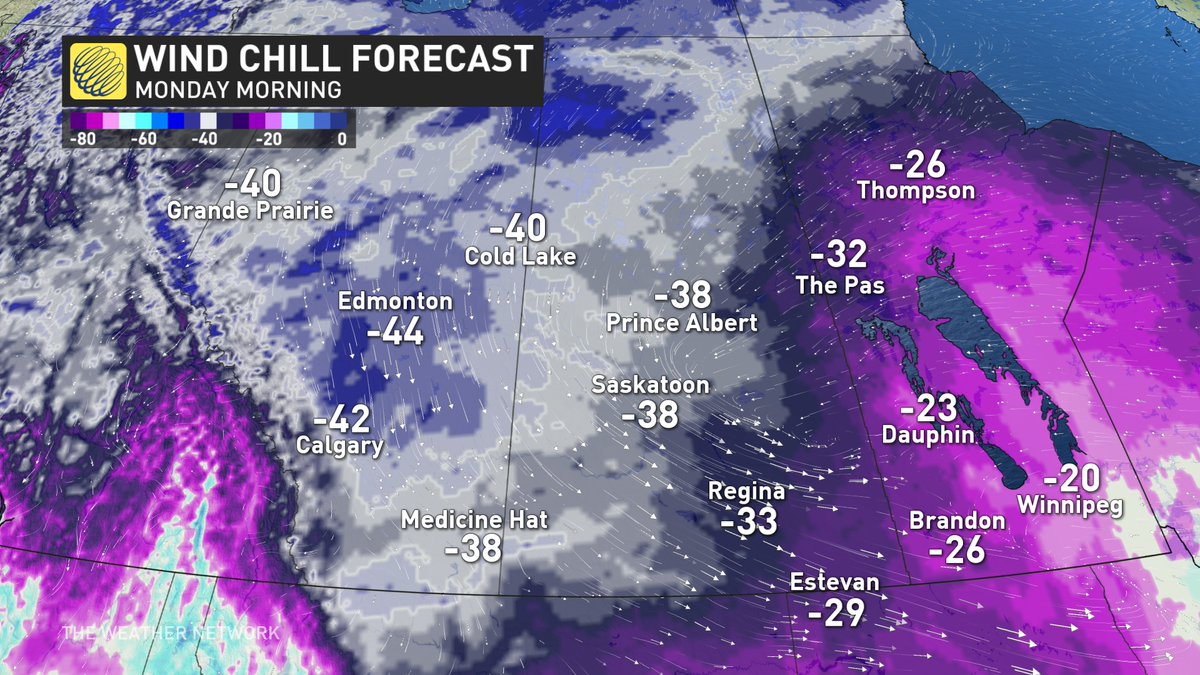 jwhittalClimate's tweet photo. Want to see some COLD?? Here it is the coldest air of the season so far and hard to top this for the rest of the season to be honest! Pattern change is here, this is DANGEROUS cold with wind chills -50 for some according to some models. Too cold for our pets too- keep them warm https://t.co/Q51T44Q2oW