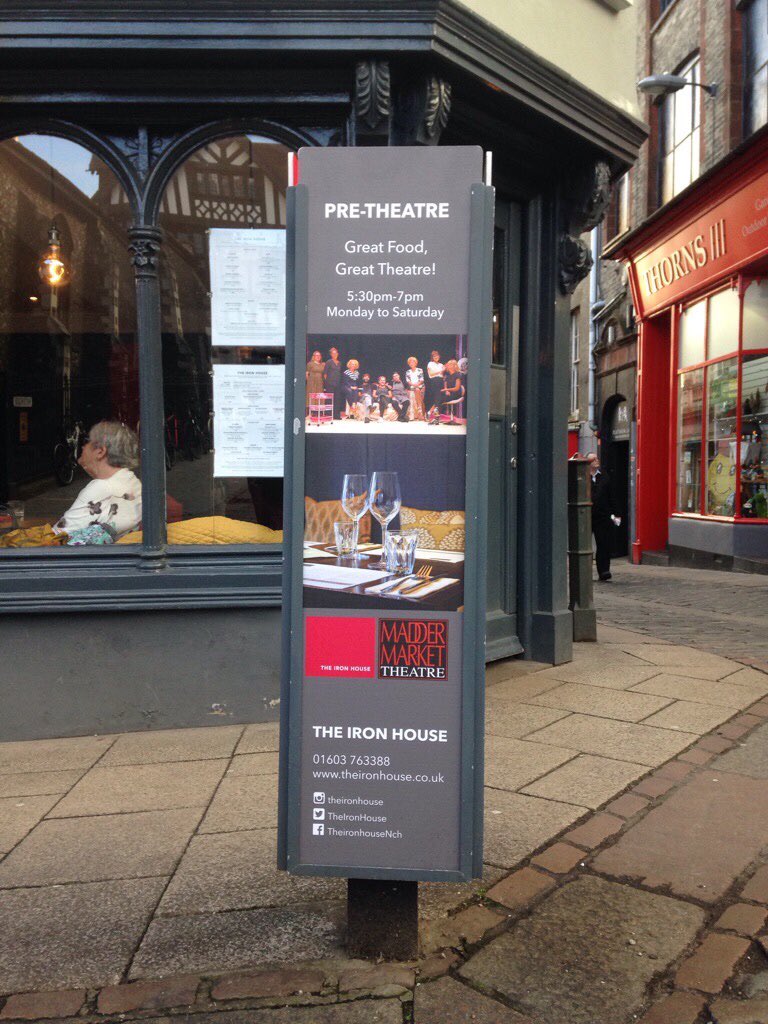 AntoinetteMose's tweet photo. Had wonderfully productive meeting (thank you Barry) and then lunch at Iron House admiring their splendid new sign. Great food and great theatre. All true.

And 20% off all food and drink for holders of evening @Maddermarket tickets! https://t.co/XaWxOCsgZD