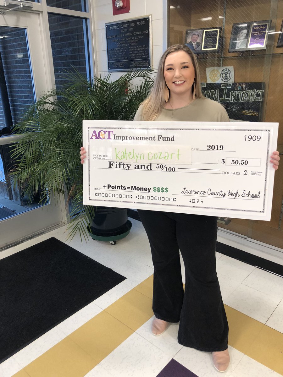 LCHSone's tweet photo. Class of 2020 member Katelyn Cozart is our latest ACT Reimbursement recipient. Katelyn improved her ACT score from 27 to 28! Prior to the exam, she improved from 26 to a 27! With her GPA &amp; ACT Composite, she is eligible for Distinguished Scholar recognition at Commencement 2020! https://t.co/RXAfRtyrwd
