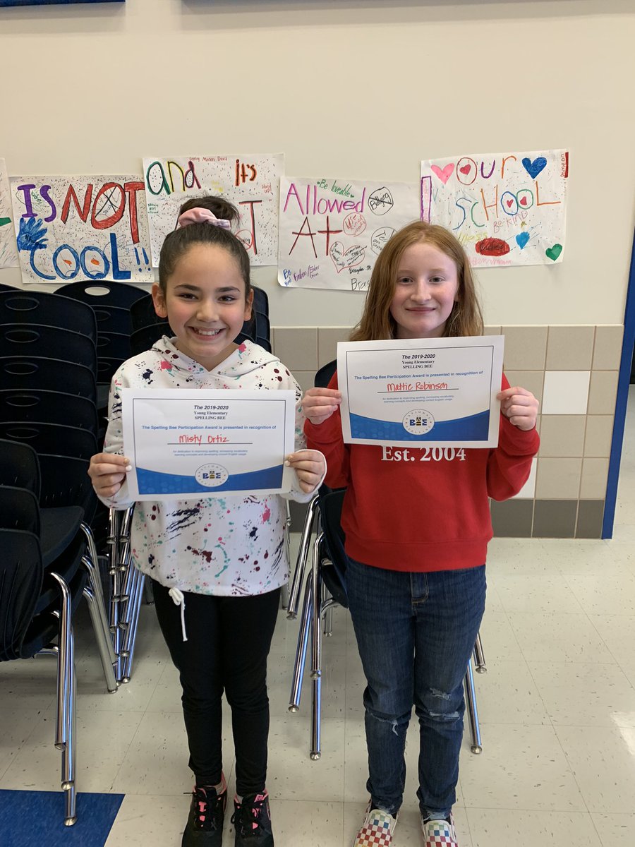 mrsbrittsclass's tweet photo. Shoutout to my girls, Mattie and Misty who represented us so well in our school spelling bee! #BestatYES https://t.co/lUNcvCR7Fi
