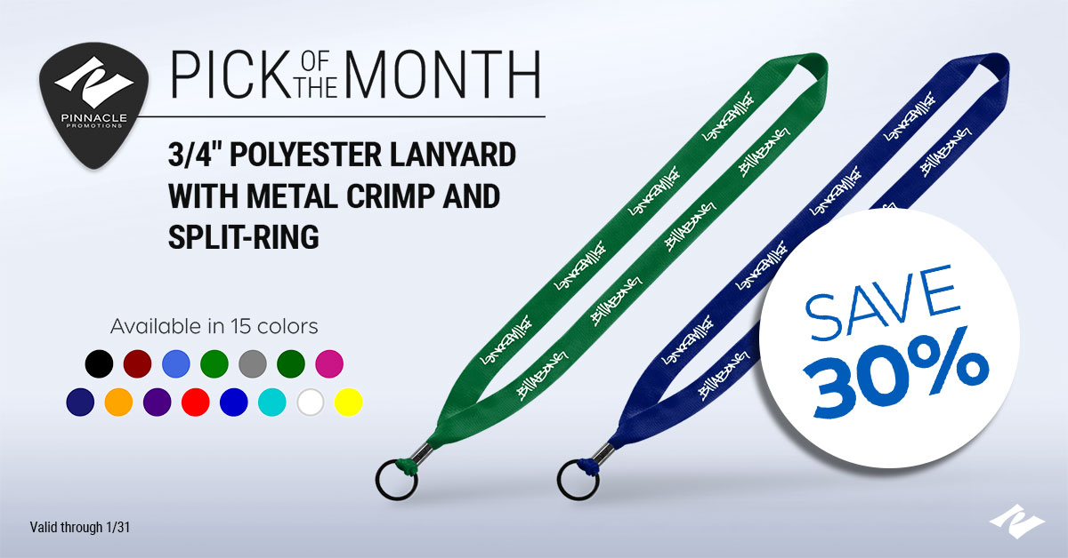 Our popular polyester lanyard is now up to 30% off for the month of January! Perfect for your upcoming conference, trade show, or fundraiser. Get yours today: ow.ly/wApD50xQn1y