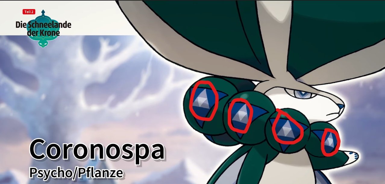 Dieses Bild zeigt Triforces in der Kette vom neuen legendären Pokémon aus "Die Schneelande der Krone".