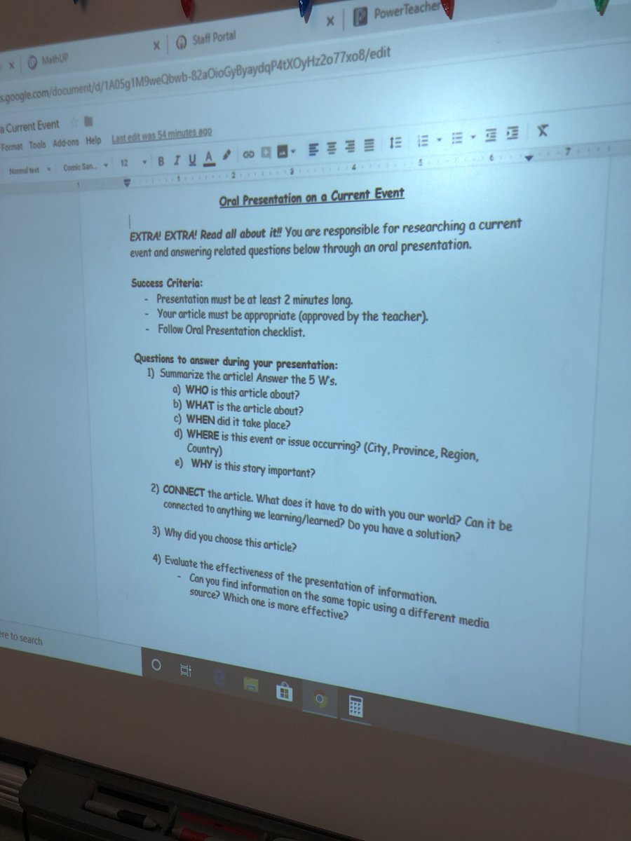 MsMilito13's tweet image. Extra, extra read all about it!!! Grade 6 working on current event presentations! Can’t wait to hear all about their research! #BeInnovative #ocsbdeeplearning