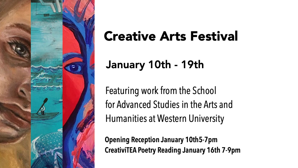 The School for Advanced Studies in the Arts and Humanities is hosting a Creative Arts Festival to showcase the creative work of students from all years of the program. An opening reception is being held tomorrow evening at Satellite Project Space from 5-7 pm.