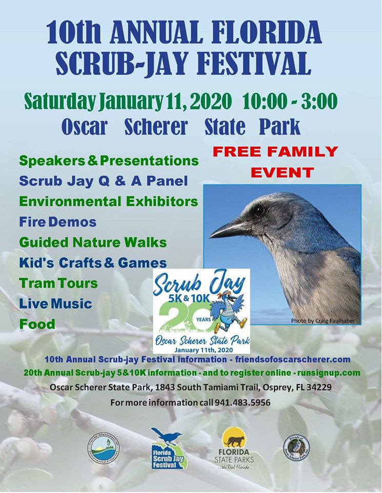 OscarSchererSP's tweet photo. @Sarasota_News The 10th Annual Florida Scrub-Jay Festival will take place at Oscar Scherer State Park this Saturday, January 11th from 10am-2pm. Family Friendly event with activities for all!
https://t.co/Z2LIiTaN9x https://t.co/Vkhf9DU9hX