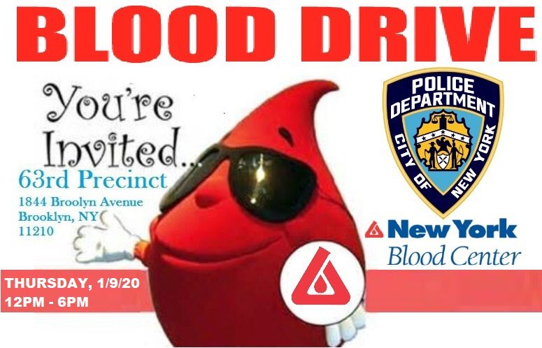 NYPD63Pct's tweet photo. Save up to 3 lives in 15 minutes today

#DonateBlood at the #NYPD 63rd Precinct #BlueBloodDrive @NYBloodCenter #BloodDrive &amp; receive a Free T-Shirt for your donation 

12-6PM

1844 #Brooklyn Avenue 
Avenue J-I https://t.co/VxOp2CNmeD