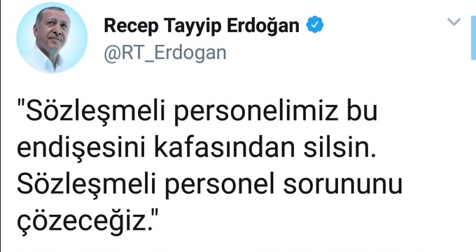 2013 ten en son bu müjde gelmişti 
2020de de aynı müjdeyi bekliyoruz 
Sn <a href="/RTErdogan/">Recep Tayyip Erdoğan</a>
#SözleşmeliMemurKadroya