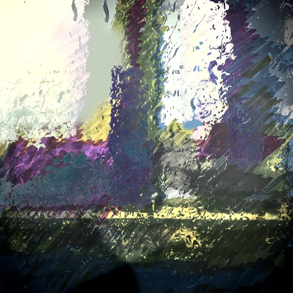 RuthMcDonald1's tweet photo. Been working on a new #screenprint with a #handpainted #background I must be influenced by the #rain #wind and general #wet #weather #pattern #raindrops https://t.co/gfI0BBMxgw