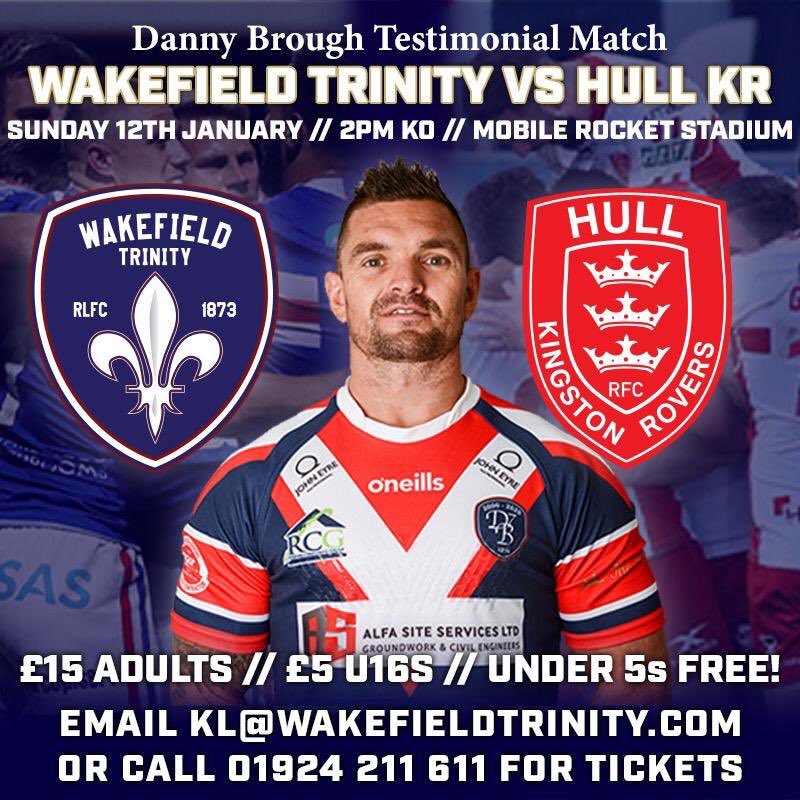 CALLING all RUGBY league fans not long to wait now until you get your first Rugby Fix for 2020

My testimonial game this Sunday 2PM KO at the mobile rocket stadium 

#RygbyLeague #HullKr #Wakefield #Test #testimonial
