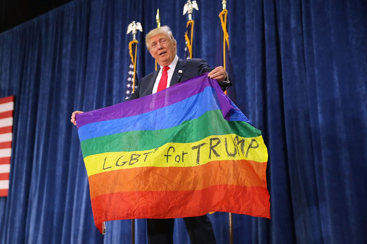 OPAmericanJesus's tweet photo. @ehananoki In 2016, in Greeley, Colorado, candidate Trump vowed to support LGBT rights and be a way better friend to the LGBT community than Hillary could ever be. https://t.co/3ArFzDvEP7