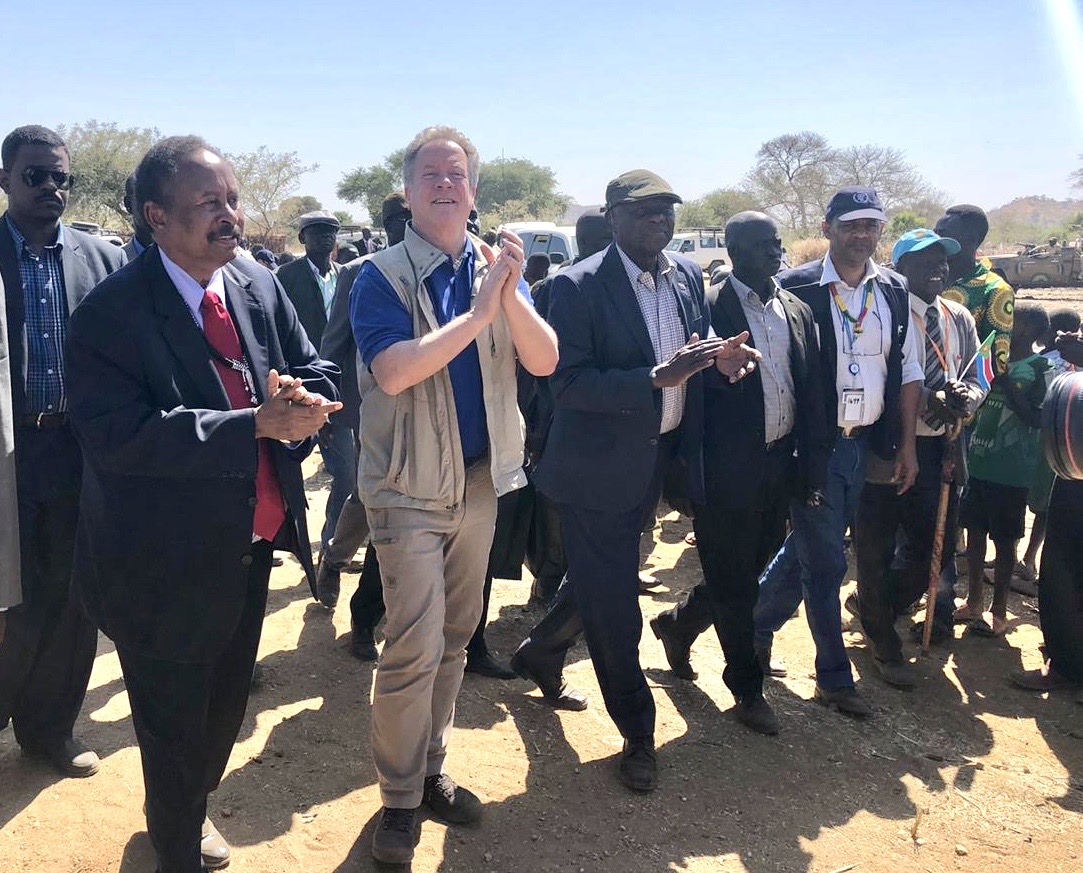 WFPChief's tweet image. Historic day in #Sudan! In a.m., landed in #Kauda, Nuba Mountains, with @SudanPMHamdok &amp;amp; his cabinet -- their 1st visit in more than 9 years, &amp;amp; received by SPLM-N leader Abdulaziz Al-Hilw, along w/ donors and @UN teams. A new milestone in humanitarian access in S Kordofan region.