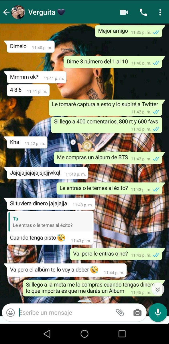 _SrndptyJm_'s tweet photo. HOLA, NUNCA HE HECHO ESTO PERO QUIERO SU AYUDA POR FAVOR QUIERO UN ÁLBUM DE @BTS_twt ENSERIO SE LOS AGRADECERÍA MUCHO ♥️ #BTSARMY

400 Comentarios
800 Rt
600 favs https://t.co/ngroGYeRCR