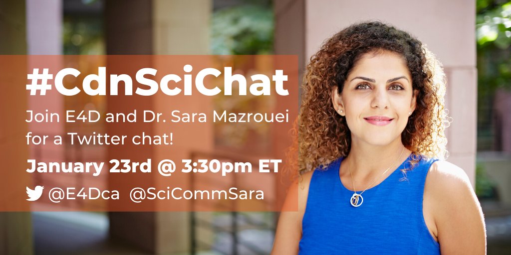 E4Dca's tweet photo. Coming up this week! #CdnSciChat Twitter chat with planetary scientist and science communicator @SciCommSara. Mark your calendars and join us on Thursday at 3:30pm ET! https://t.co/PIc1AzQO7b