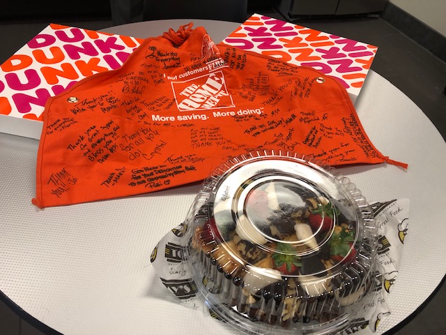 OrangeCoSheriff's tweet photo. Our Sector II deputies were delighted to receive some special treats this morning from #HomeDepot for #LawEnforcement Appreciation Day! Thank you for thinking of us and for your support! 💚 https://t.co/fCB5xVTTvY