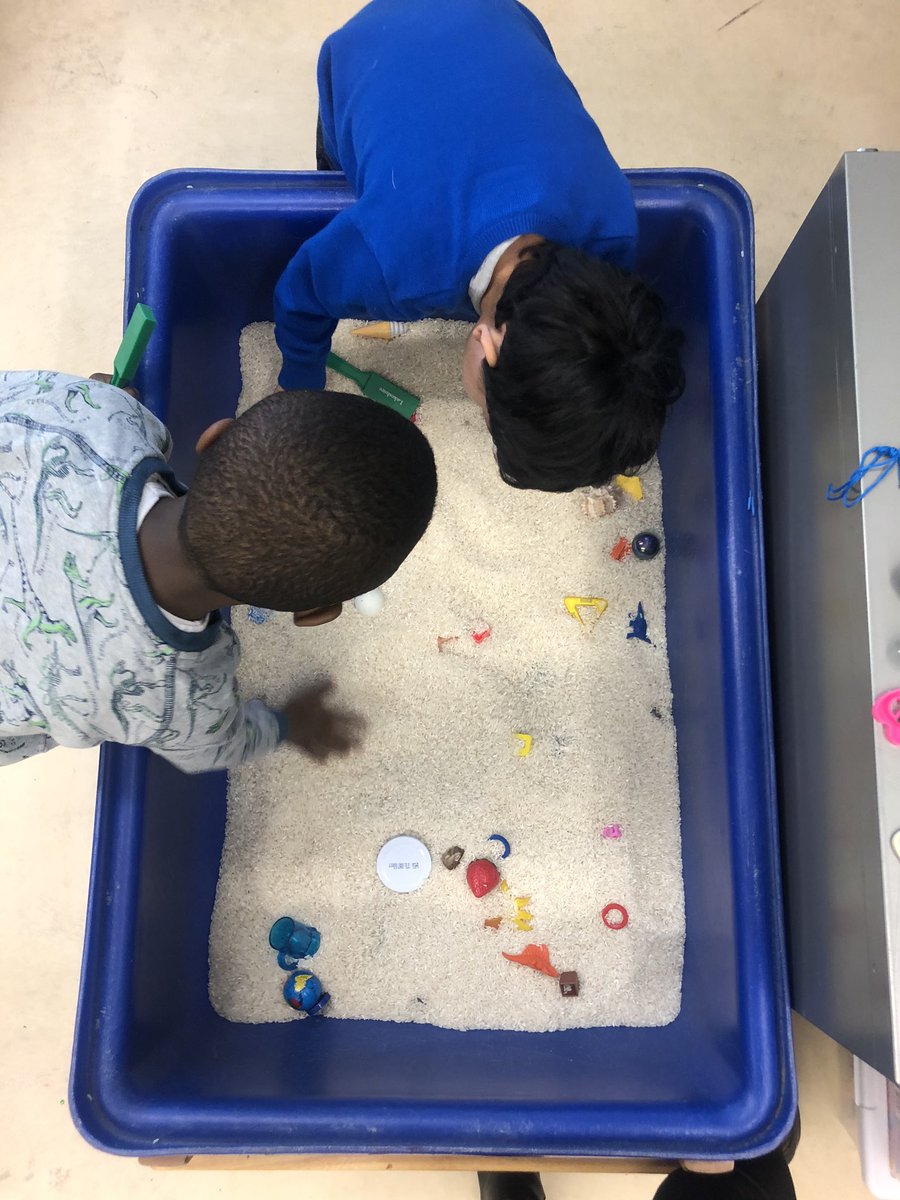 MsSarahWebb's tweet photo. We sure love the newest addition to our class: the rice table! We use magnetic wands to “fish” for magnetic objects in the rice. https://t.co/qzuQWTJS4H