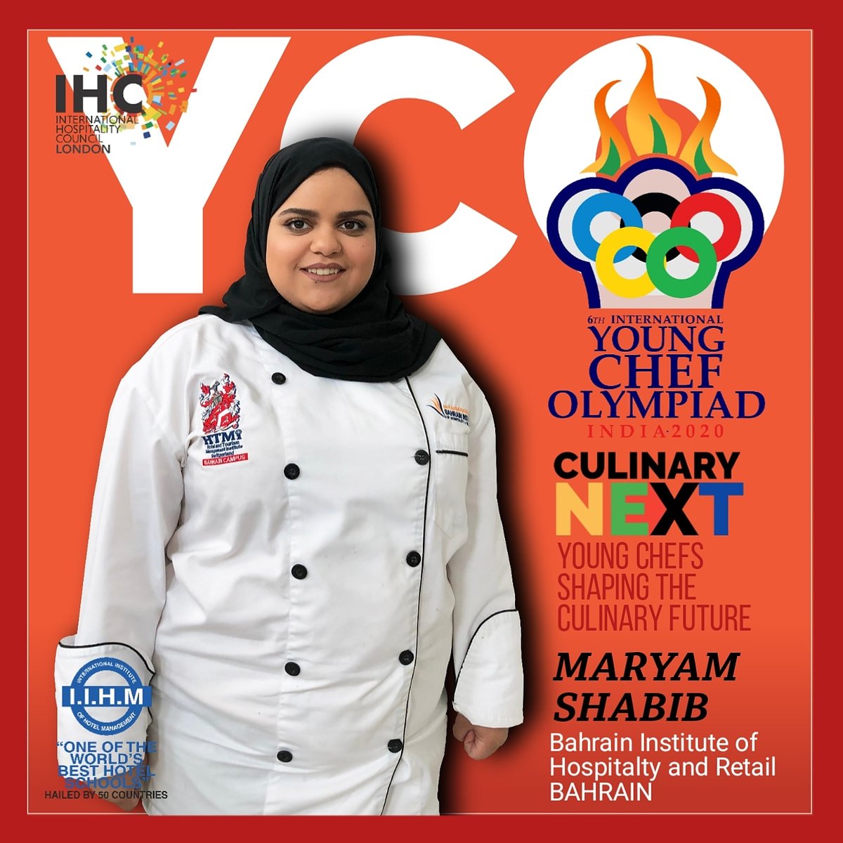 MohammadAsifAz3's tweet photo. Maryam Shabib of Bahrain Institute of Hospitality and retail will represent #Bahrain in the 6th International culinary Competition 【Young Chef Olympiad 2020】
#YCO2020 
#IHC 
#Sustainability 
@subornobose @JImmanue @AADirIIHMDELHI @directorblore 
@maryamshabib https://t.co/yI2ZHc9hSD