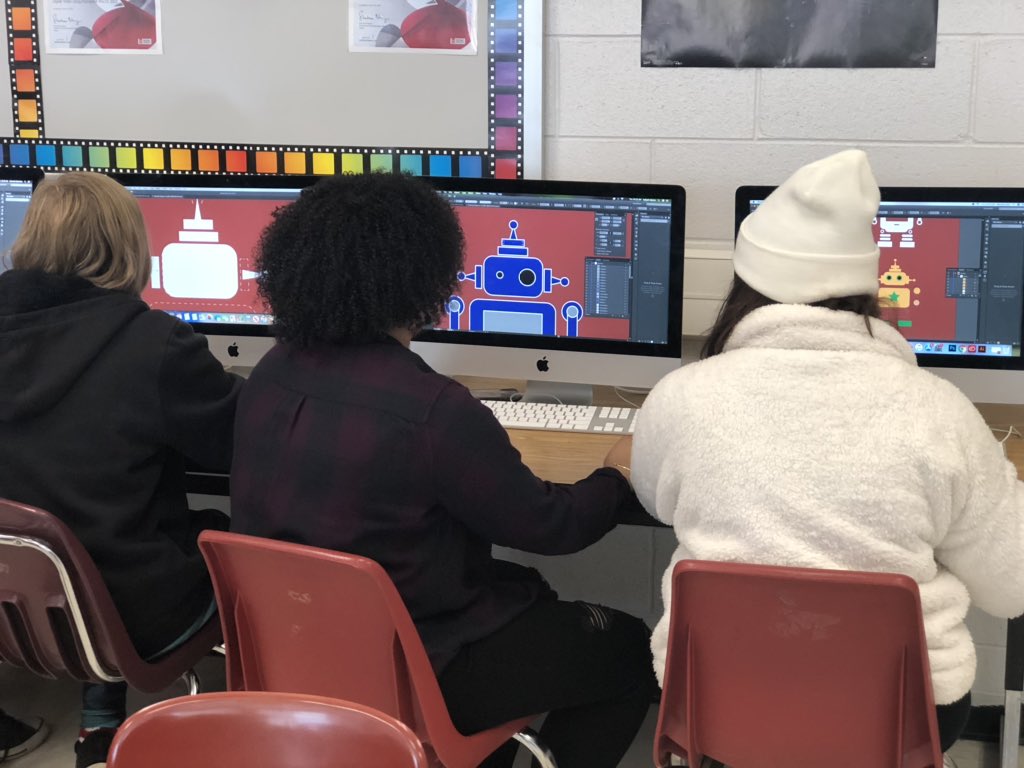 PHSDigitalMedia's tweet photo. Today students are working on creating a robot in Adobe Illustrator. #adobevisual https://t.co/XG2PSu5gmW