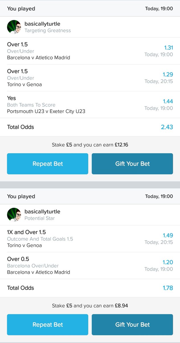 TurtleUtd's tweet photo. Tonight is a very poor selection choice so I've just placed 2 Bets on BetBull.
No guaranteed winner here by a long stretch.
๐2.43 Odds๐
๐1.78 Odds ๐
Not got an account?
Sign up here for a FREE ยฃ20 Bet:
https://t.co/4v1Ed1zK5o
#bettingtipster #bettingtips #footballtips https://t.co/MKLOfRPAC9