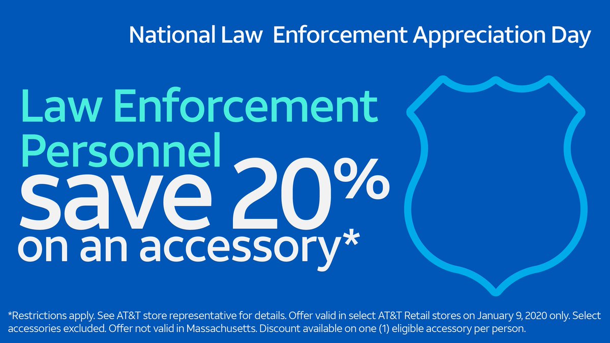 elkendallstore's tweet photo. AT&amp;T supports National Law Enforcement Appreciation Day, and to say thanks, we have a special offer for Law Enforcement Personnel that stop by our store today! #Lead2020 #EastUnleashed #attemployee https://t.co/xYt8HiC6Nr