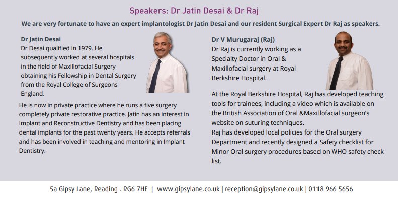 OsstemImplantUK's tweet photo. Join us on the 7th of March 2020, for the Surgical Skills Course for Dental Nurses, led by Dr Desai & Dr Raj at Gipsy Lane AdvancedDentist Care in Reading! Book your place here: https://t.co/OyaE0MPvV6 Or contact Claire 07739 758 966 #osstemuk #dentalnursecourse #gipsylanedental https://t.co/ozxw831IL5
