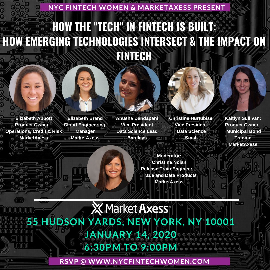 NYCFintechWomen's tweet photo. We are kicking off our 1st event of 2020 with @MarketAxess. For early access to future events be sure to become a member at https://t.co/Br8POFkDIF
MarketAxess is actively hiring for technology roles. https://t.co/kNRHPRvExW

#marketaxess #fintech #tech #cloudengineers #agile https://t.co/XZs52SWGkH
