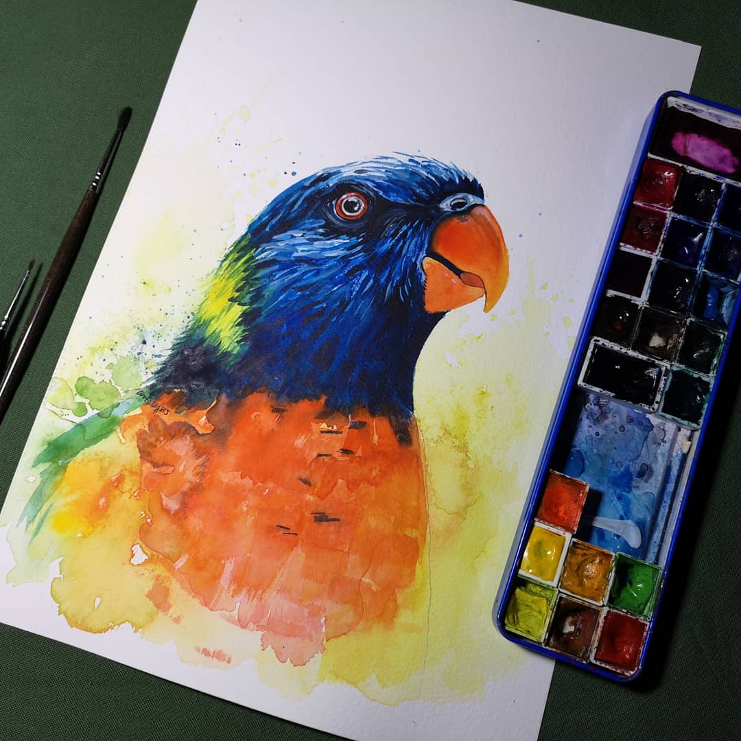artphysis's tweet photo. Is the parrot happy or angry? Definitely Leonardo da Vinci style of expression 😀
#parrotportrait #custompetportrait #artphysis #animalart #watercolourparrot #parrothead https://t.co/irNMqHiYBC