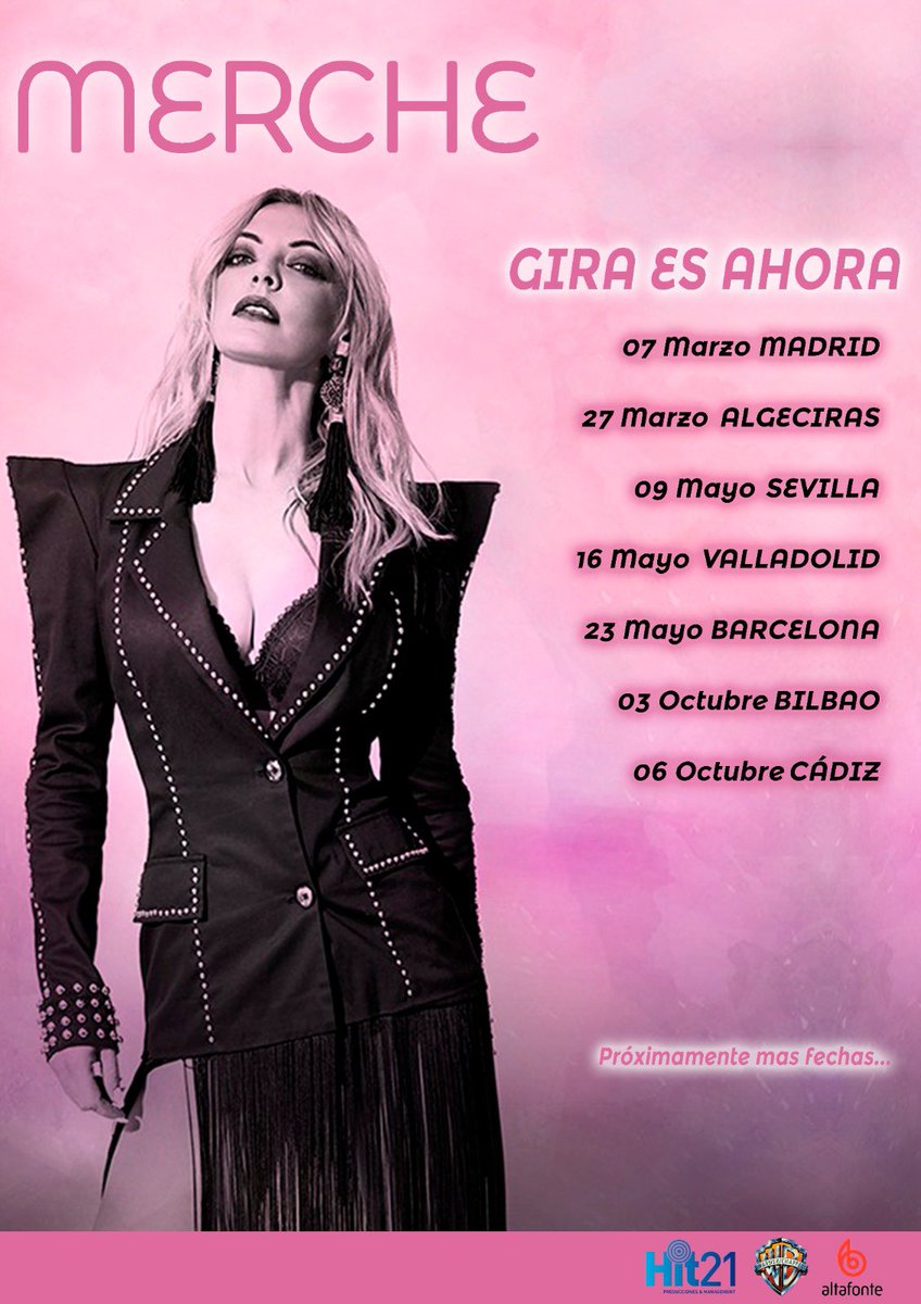 MercheOficial's tweet photo. Aquí están las primeras fechas de la Gira de Teatros #EsAhora 💃🏼💃🏼💃🏼 Ya se pueden comprar las entradas para #Madrid y #Algeciras aquí 👉🏻 https://t.co/l9nAdFjZZo Muy pronto más fechas!! Que empiece la fiesta!!! #GiraMercheEsAhora  #TeQuiero #TeDejo #LoQueMeDeLaGana https://t.co/jpOfxDoepq