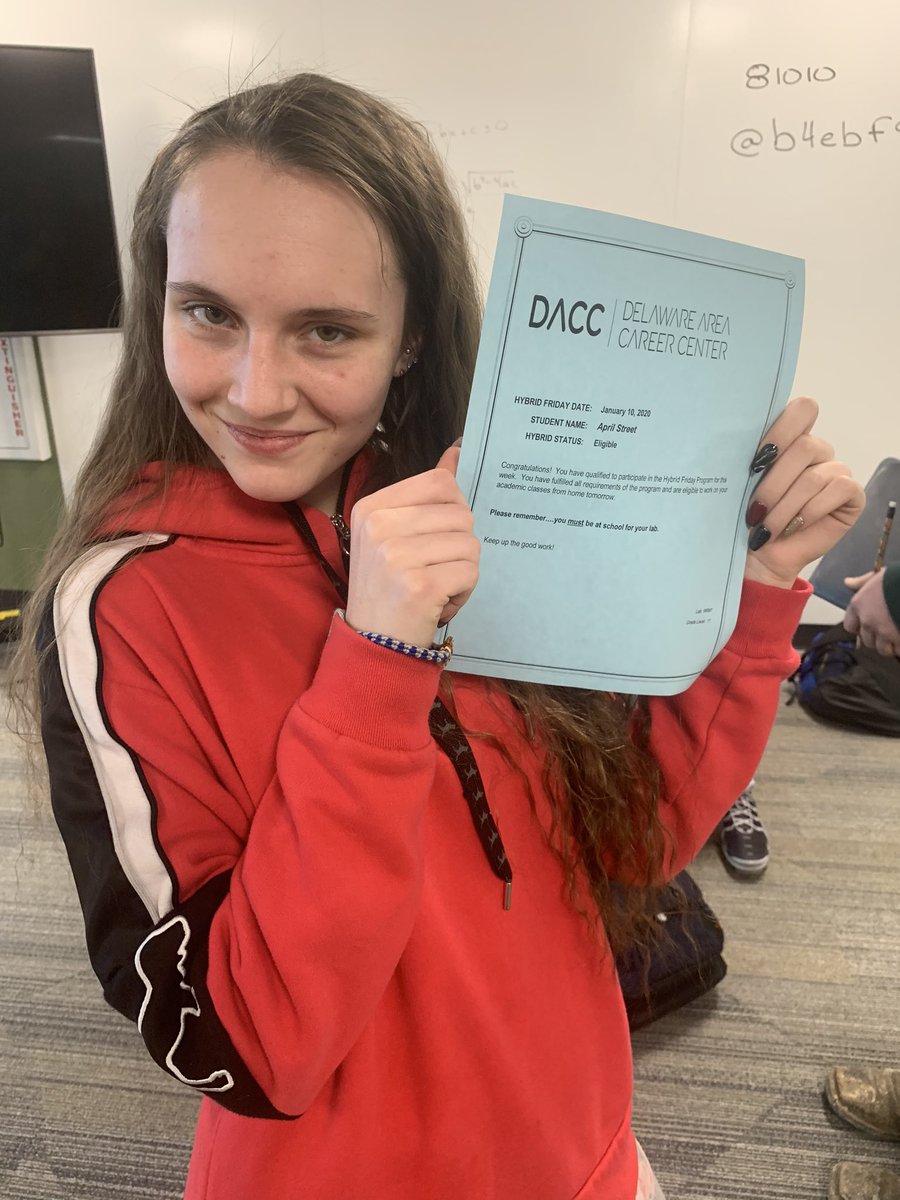 April worked hard last quarter and earned her first hybrid Friday this week!