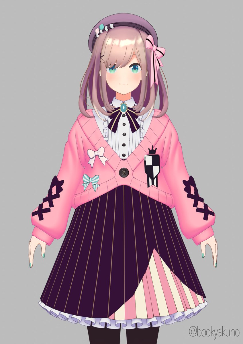 るる進捗 ・小物作り ・髪の仮テクスチャ ・顔調整 #Blender #b3d