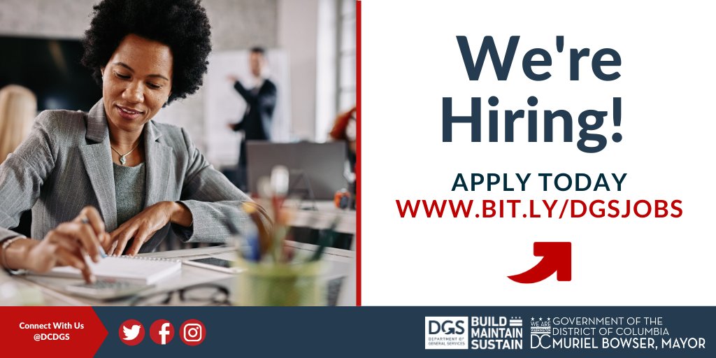 DCDGS's tweet photo. New Year, New Opportunities! JOIN OUR TEAM! We have 3 new positions available right here at #DCDGS!
Apply today:➡️💻 https://t.co/7qQnftTMZV
➡Asset Specialist
➡Contract Specialist
➡Human Resources Specialist https://t.co/8xgdV1UNUQ
