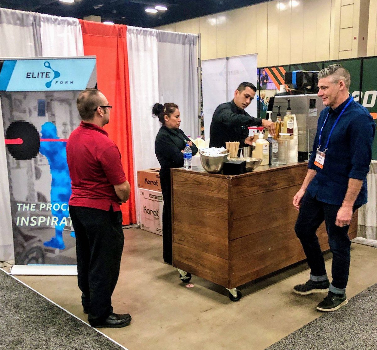 Elite_Form's tweet photo. Skip's taking care of Quality Assurance at the EF Barista stand for #NSCACoaches this morning 👍 #CoffeeWatts #UnmatchedVision https://t.co/HA1IUhVeXH
