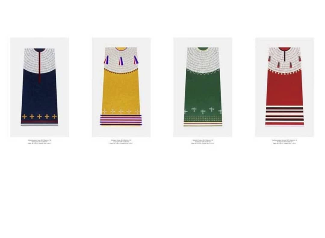 Highpoint Editions Artists Dyani White Hawk and Andrea Carlson will be featured in the exhibition FORESIGHT: 20 YEARS OF MITAKUYE OYASIN at All My Relations Gallery

On view: Dec 3 – Feb 2

More info: allmyrelationsarts.com/exhibits/curre…

Image: Takes Care of Them suite by Dyani White Hawk