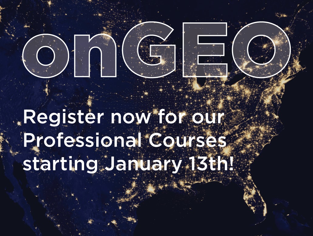 GEOatMSU's tweet photo. Our January professional certificate courses begin on Monday! Five of our #onGEO professional courses are being offered. Use the link below to learn more and register today. Let onGEO help you achieve your professional goals in 2020!
https://t.co/NCrqqjCWbD https://t.co/ib2sbjAHhz