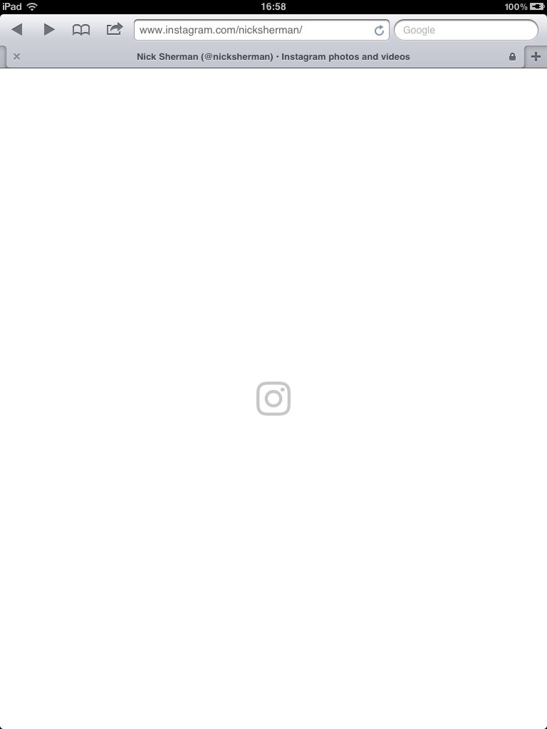 Screenshot of the Instagram website as viewed on a first-generation iPad.