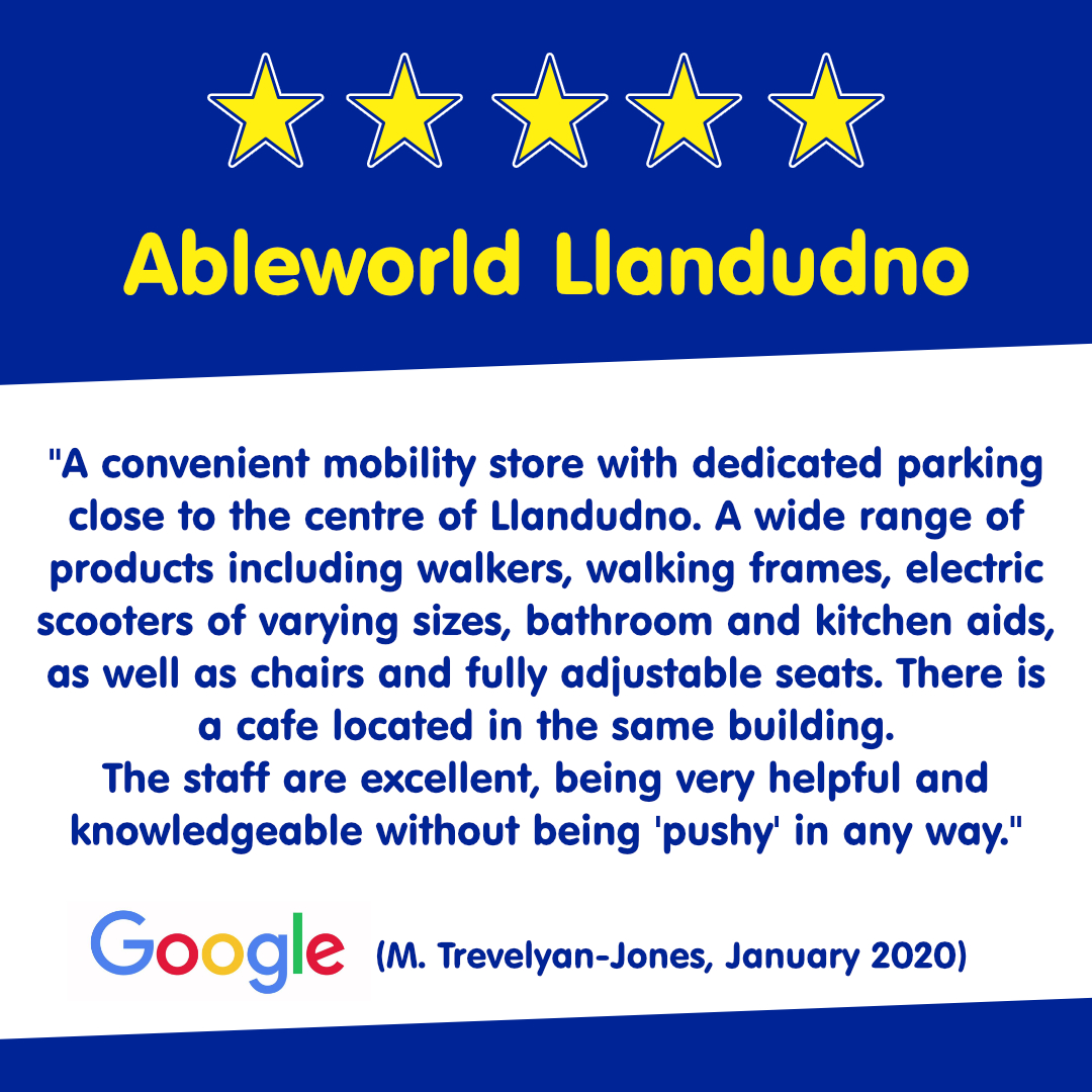 AbleworldUK's tweet photo. We've received another great review on our Ableworld #Llandudno Google page this week, with our #NorthWales store providing great customer service 😀 Well Done team! 👏
#Reviews #Ableworld #MobilityStore https://t.co/9QprndQ0X4