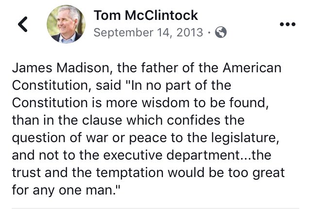 Michlbilodeau's tweet photo. Tom’s constitutionalism is so 2013. 

@RepMcClintock @tommcclintock https://t.co/tc1y3vLUS8
